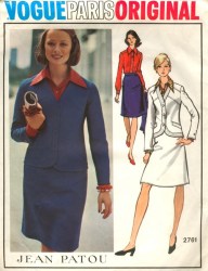 2761 VOGUE  1972 JEAN PATOU SUIT JACKET, A-LINE SKIRT, SHIRT PATTERN SIZE 8